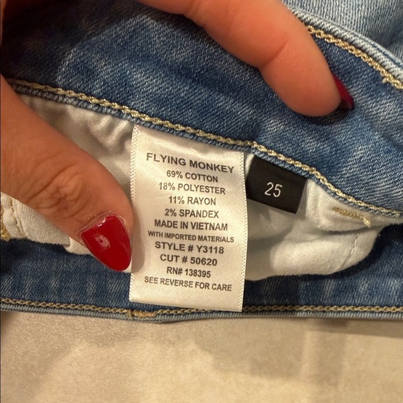 Flying Monkey Light Blue Distressed Skinny Jeans - Picture 6 of 6